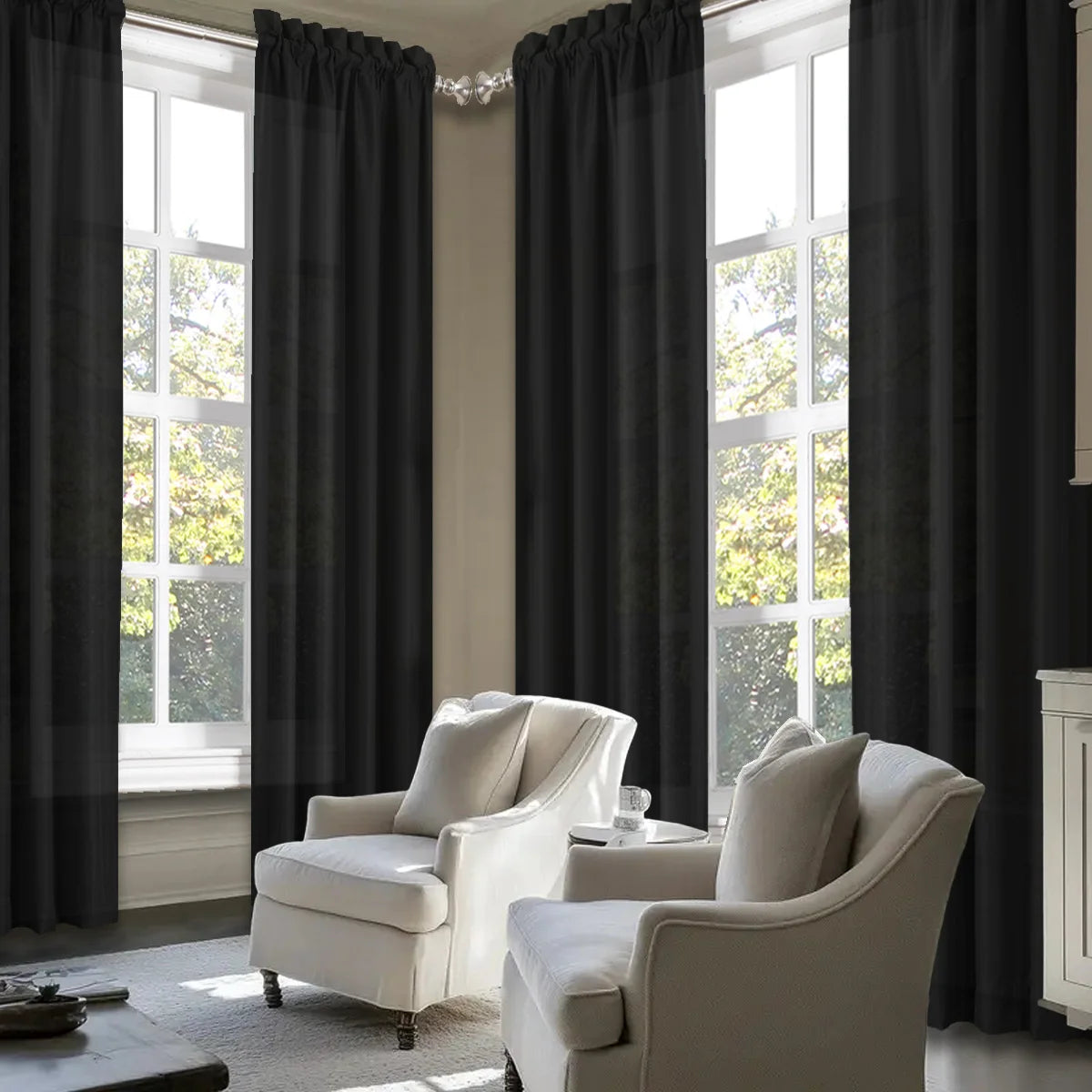 4pcs Light Filtering Curtains - Fade-Resistant with Rod Pocket Design