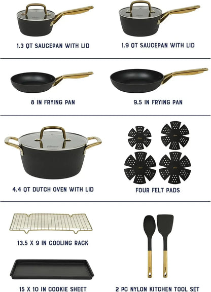 16 Piece Aluminum Kitchen Cookware Set