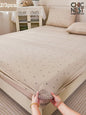 2/3pcs Khaki Striped Heart & Geometric Print Bedding Set
