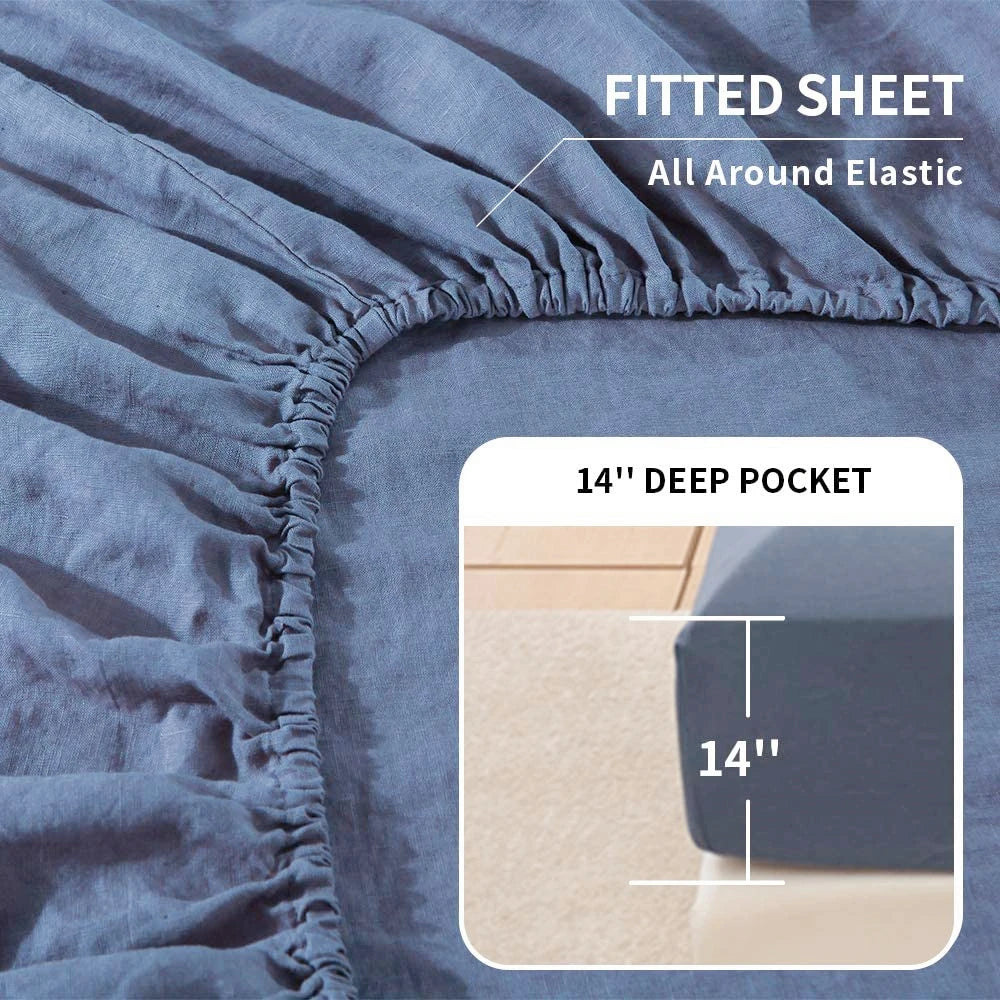 3/4Pcs Solid Color Belgian Linen Cotton