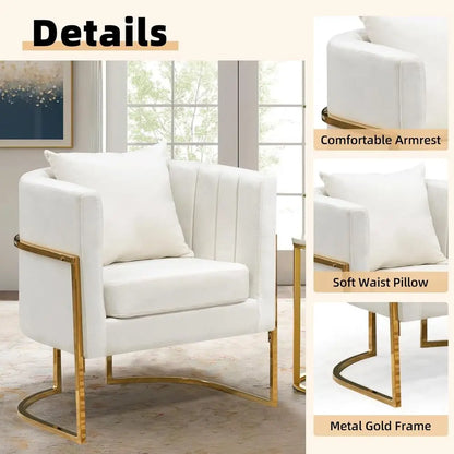 Mid-Century Velvet Accent Chair with Barrel Arms
