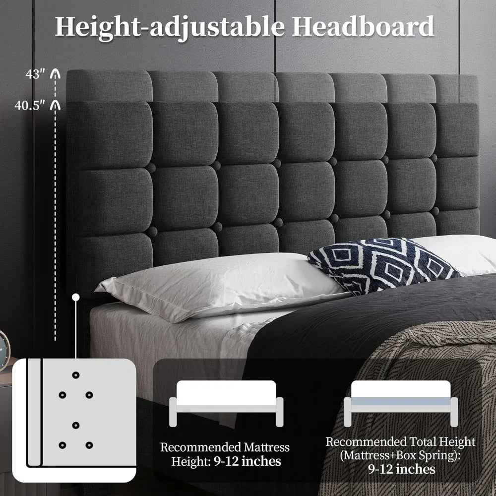 Upholstered Bed Frame, Modern Queen Bed Platform