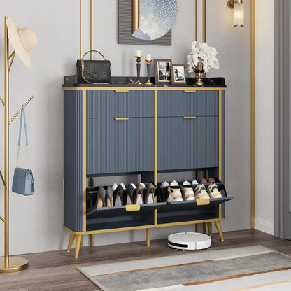 Fluted Shoe Cabinet Storage, Shoe Organizer Cabinet