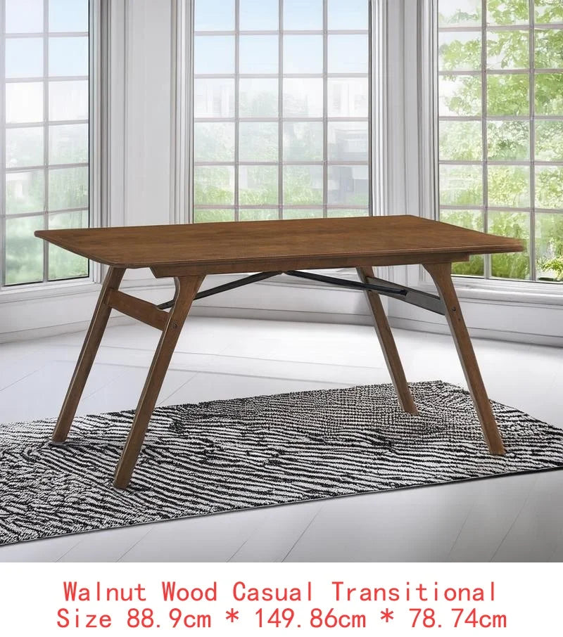 7-Piece Walnut Finish Dining Set with Upholstered Chairs