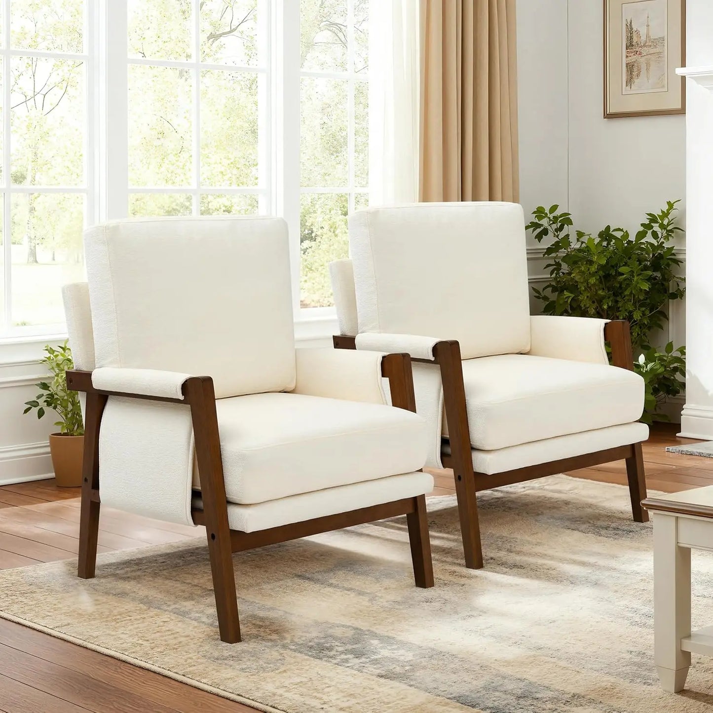Accent Chairs Set of 2, Modern Arm Chairs