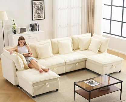 133' U-Shaped Modern Sofa Oversized L-Shaped Sectional