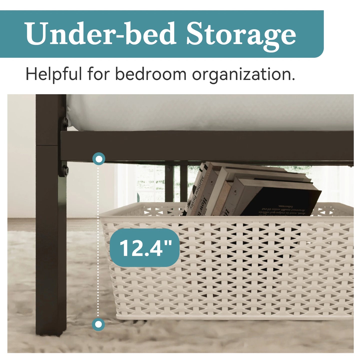 Canopy Bed Frame, Enhanced 4-Poster, 3-Metal Crossbar