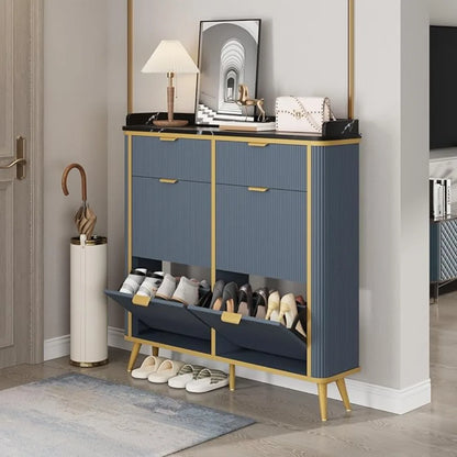 Fluted Shoe Cabinet Storage, Shoe Organizer Cabinet