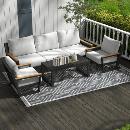 Aluminum Outdoor Furniture with Coffee Table,5 Seats Patio Furniture Set