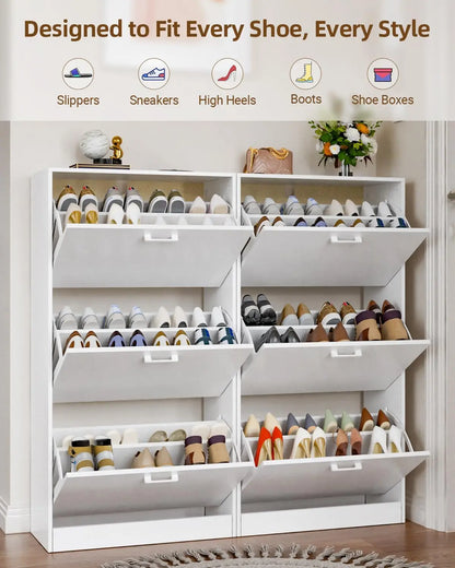 Shoe Cabinet with 2 or 3 Flip Drawers