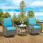 3-Piece Wicker Swivel Rocking Patio Set, 2 Chairs & Glass Table,