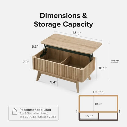 mopio Brooklyn Coffee Table, Lift Top Coffee Tables