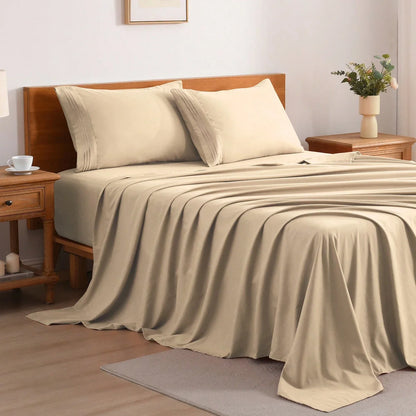 4PCS Cooling Luxury Bedding Set, Embroidered Pillowcases