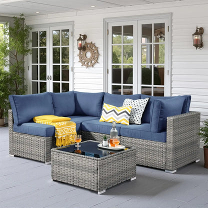 5 PCS Outdoor Patio Furniture Sets,Wicker