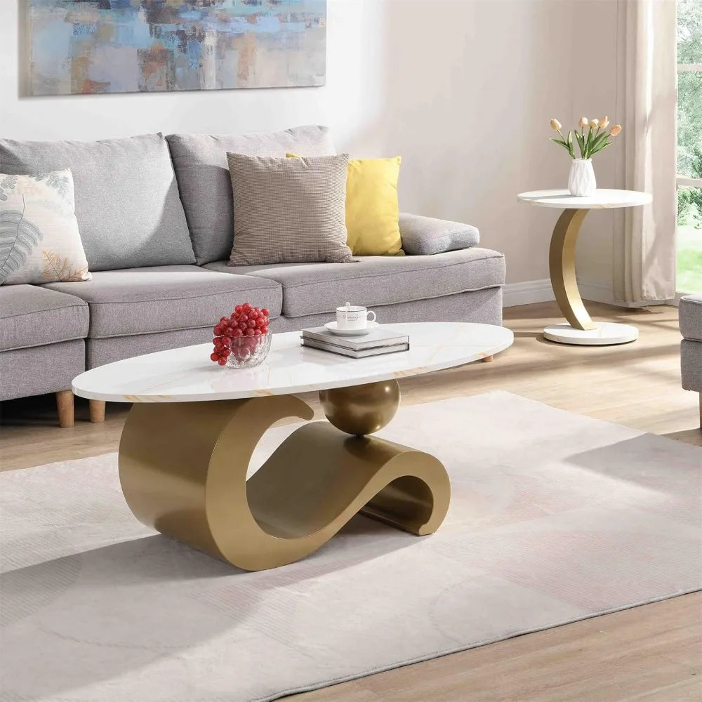 Modern Nest Coffee Table, Oval Table Top
