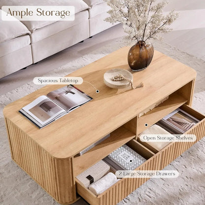 51" Fluted Coffee Table with Storage,