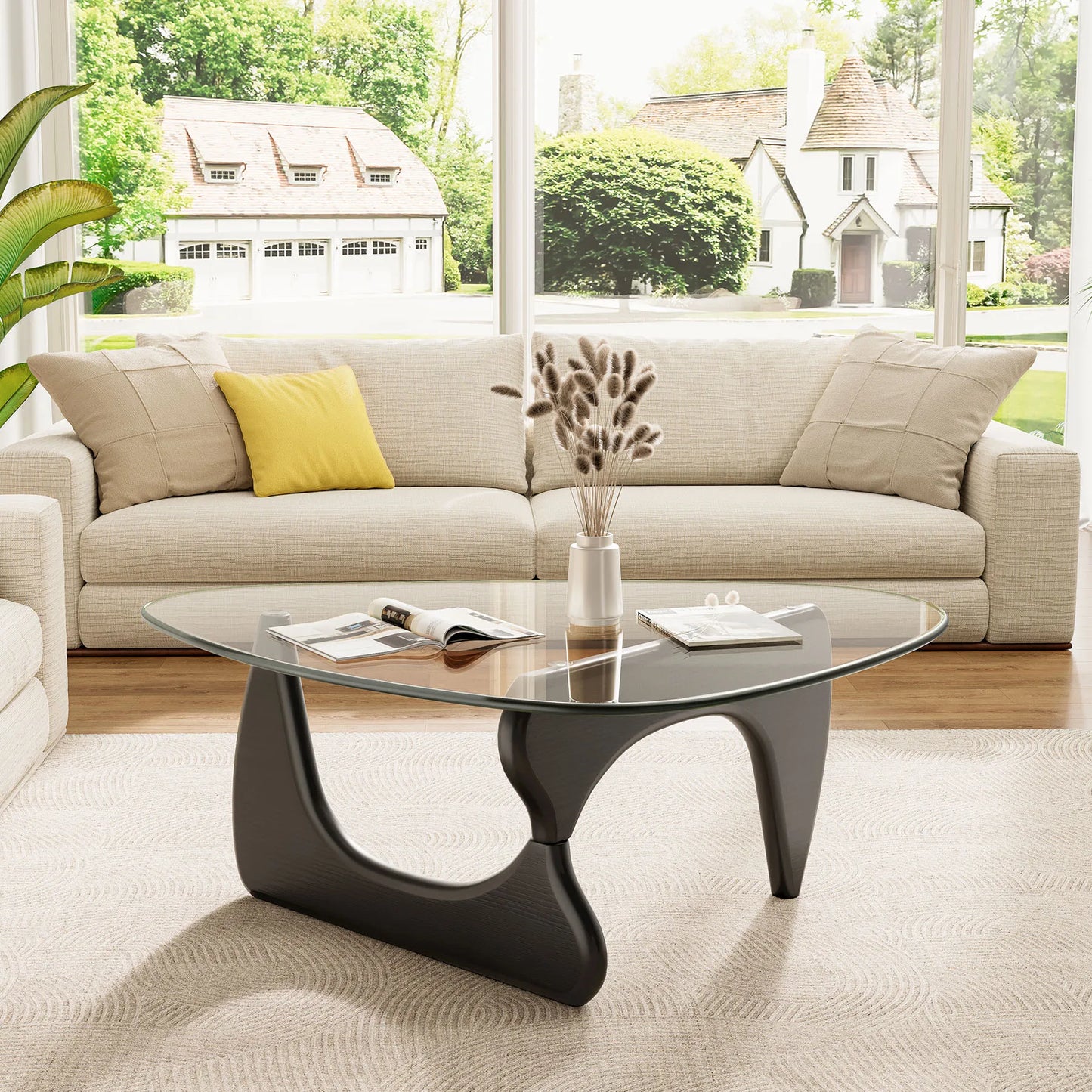 Mid Century Triangle Glass Coffee Table
