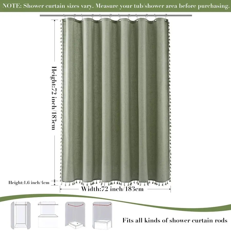 Sage Green Linen Shower Curtain