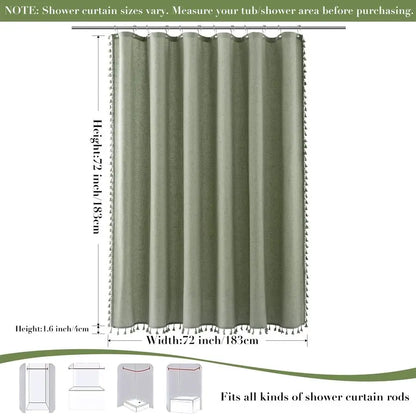 Sage Green Linen Shower Curtain
