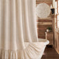 Farmhouse Shower Curtain with Ruffle Hem Linen Beige 72x72 Boho Rustic Natural Fabric