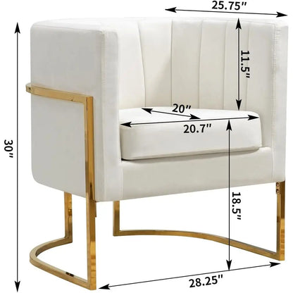 Mid-Century Velvet Accent Chair with Barrel Arms