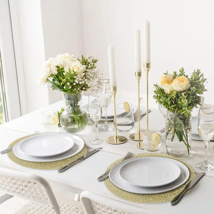 13 Inch Disposable Gold Foil Place Mats Round Mesh