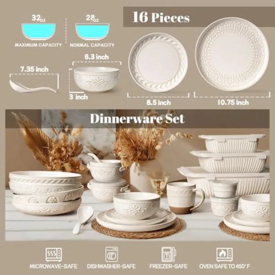 16 Pieces Dinnerware Sets Dish Set For 4