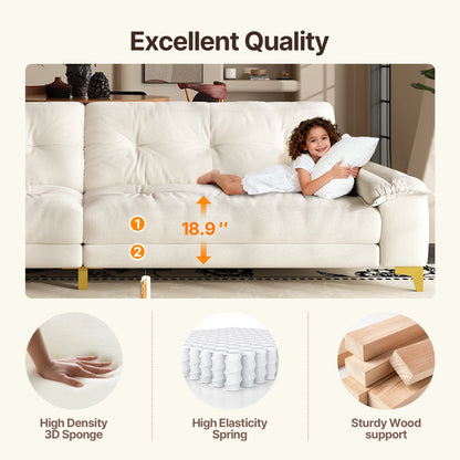 104.7" sectional Couch, mid-Century Modern 4-Seater