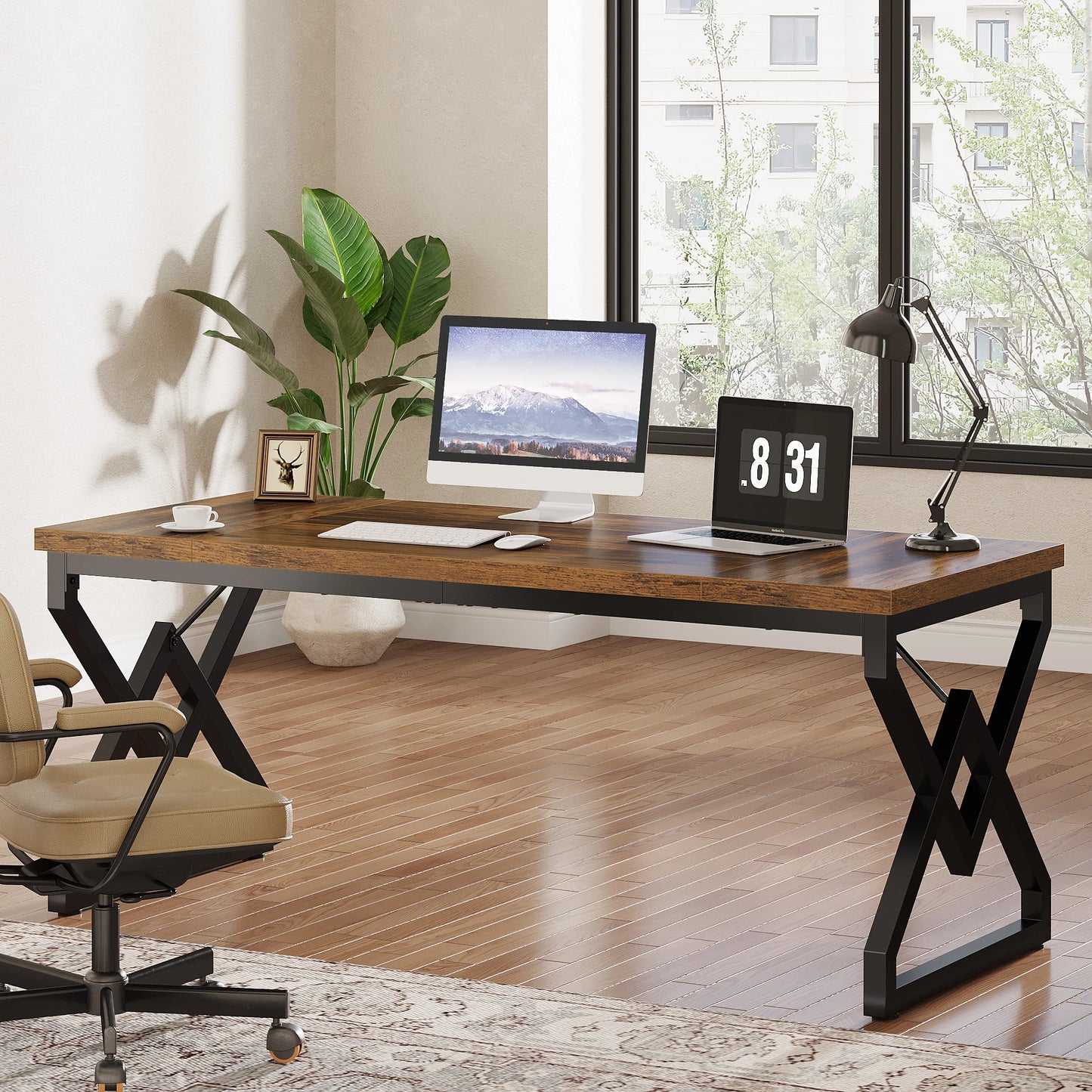 Tribesigns 63" Large Industrial Executive Desk