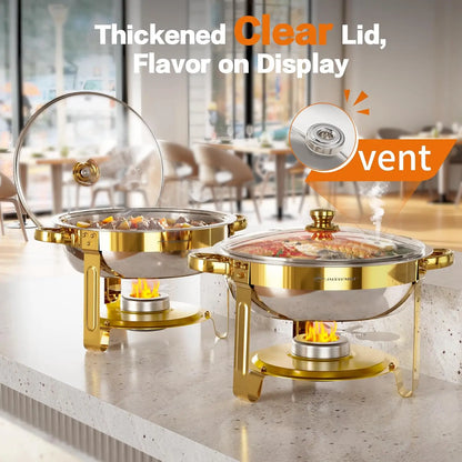 Chafing Dish Buffet Set, 6QT, Gold, Round