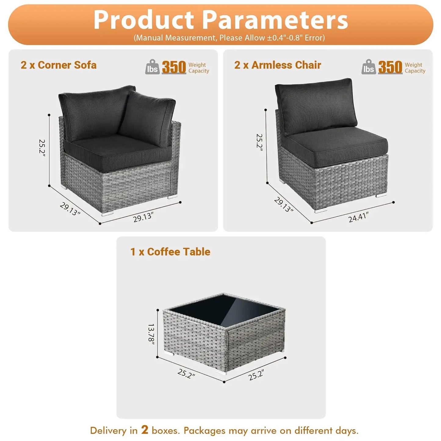 5 PCS Outdoor Patio Furniture Sets,Wicker