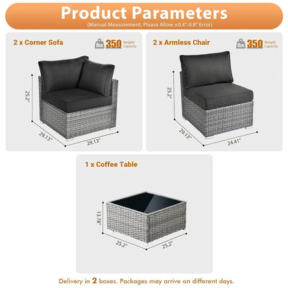5 PCS Outdoor Patio Furniture Sets,Wicker