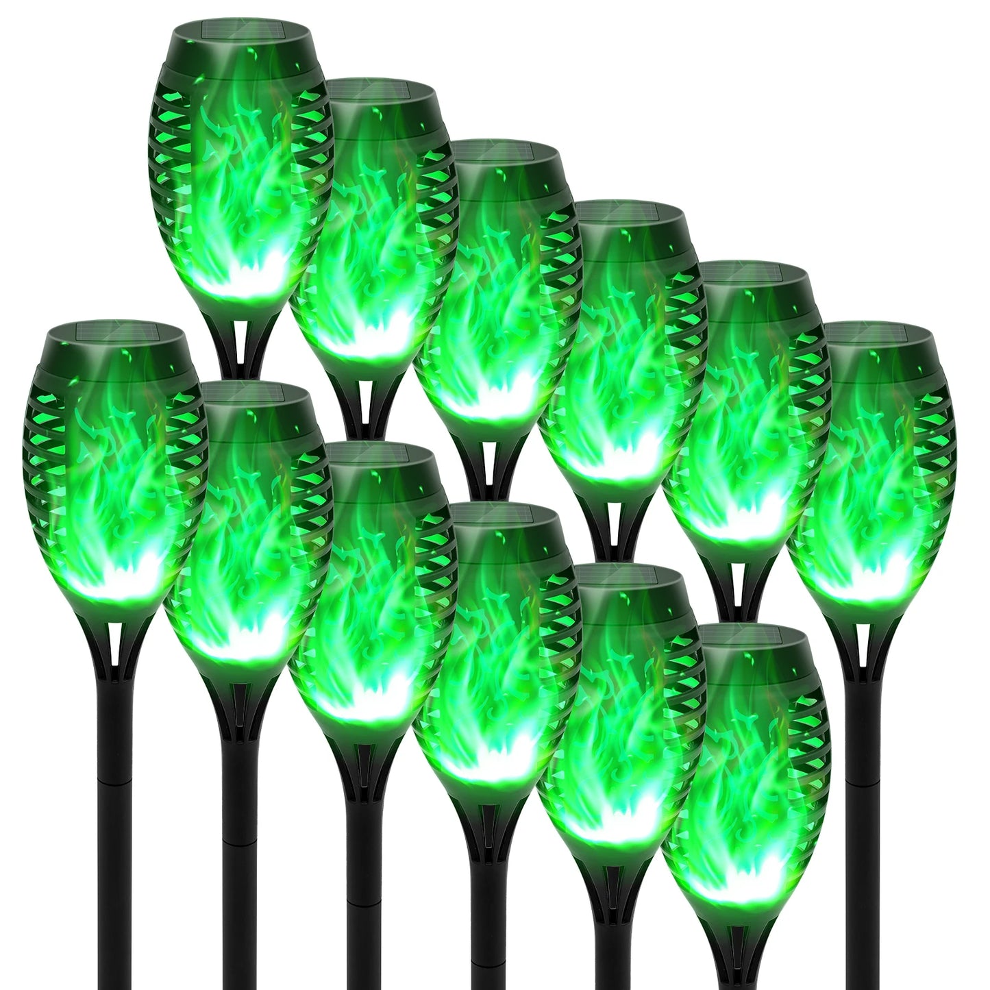 Green Solar Flame Light Outdoor with Flickering Flame