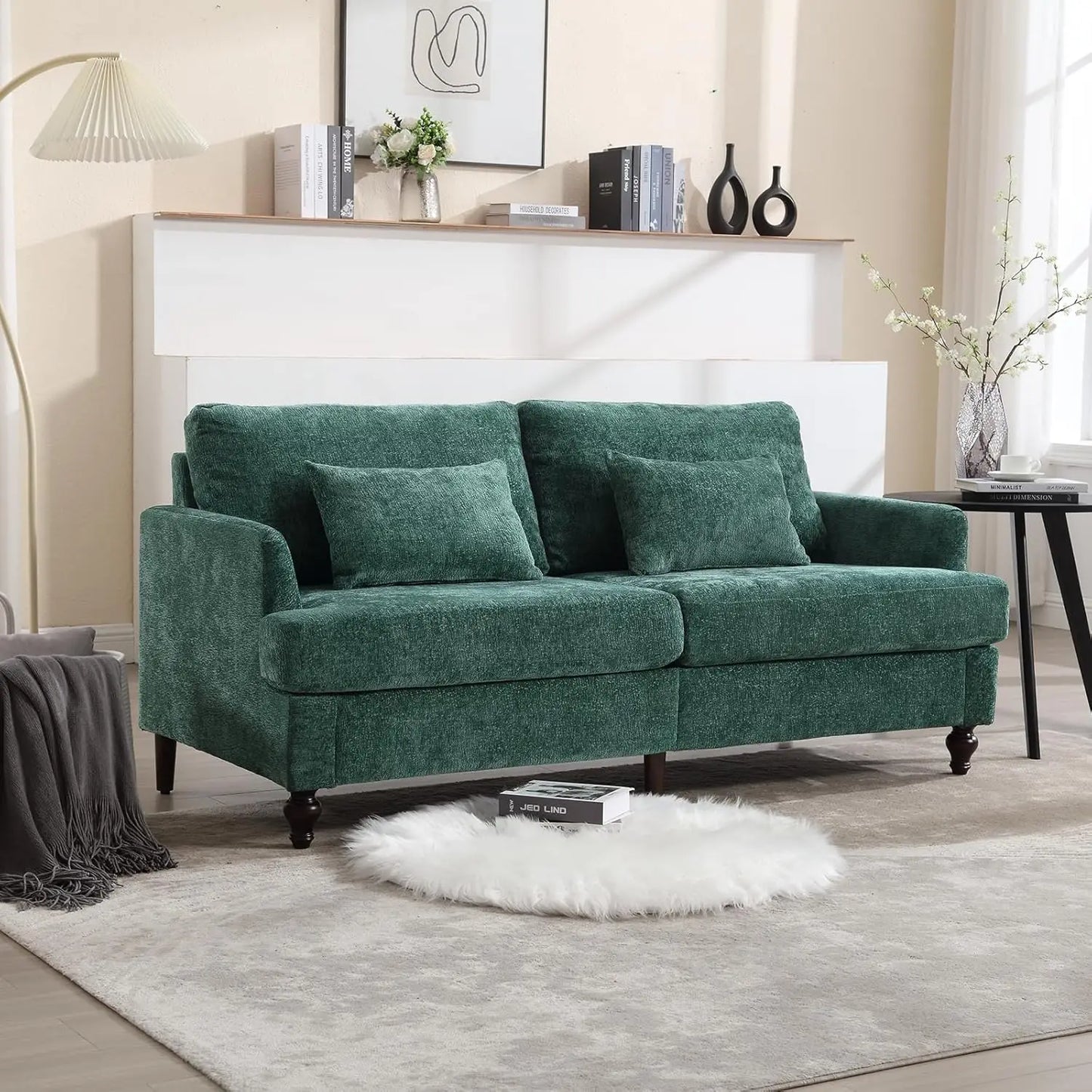 70 inch Loveseat Sofa, with Wood Legs