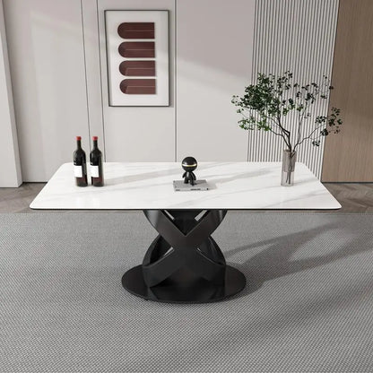 71" Rectangular Dining Table with Centered Stone Top