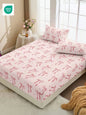 Pink Floral Print Fitted Sheet