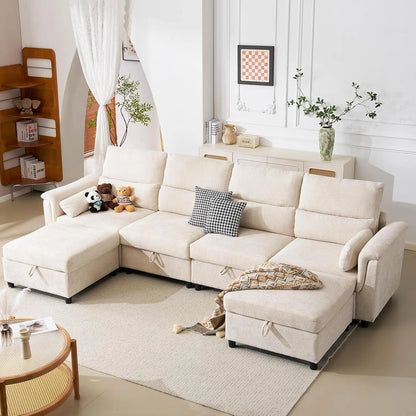 133' U-Shaped Modern Sofa Oversized L-Shaped Sectional