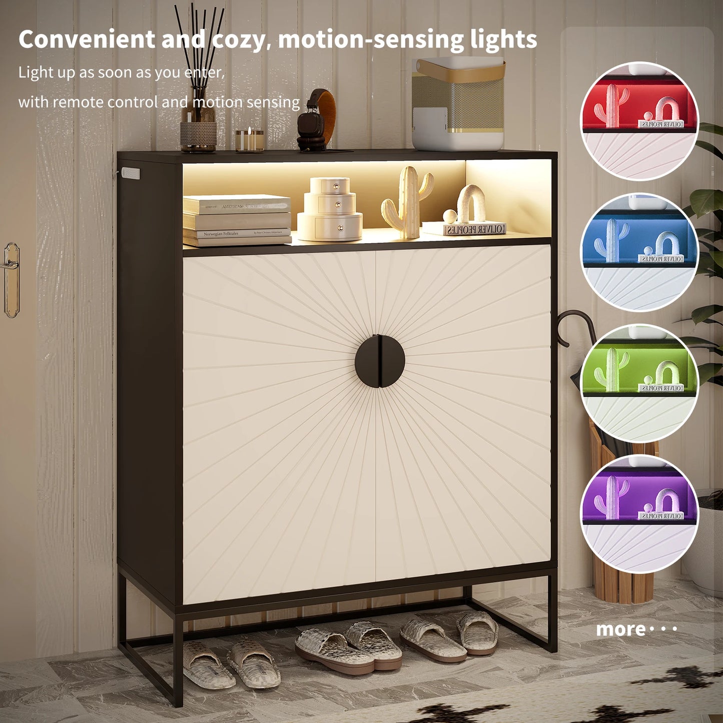 Wooden Shoe Cabinet with Lights