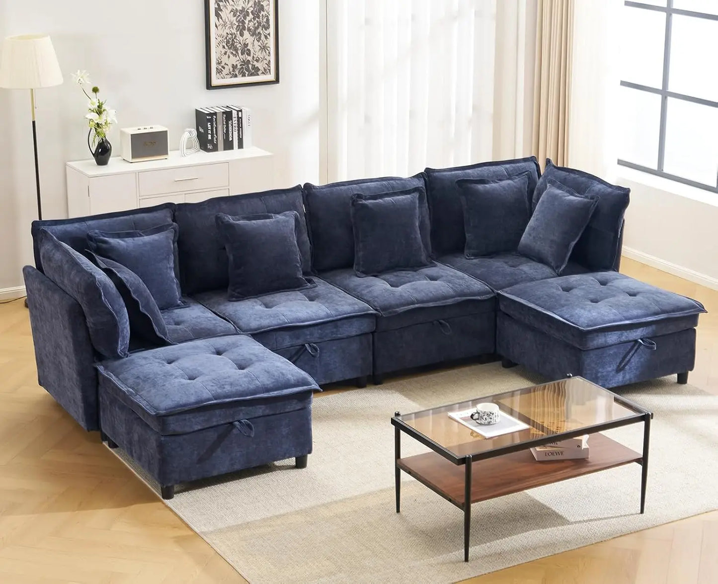 133' U-Shaped Modern Sofa Oversized L-Shaped Sectional