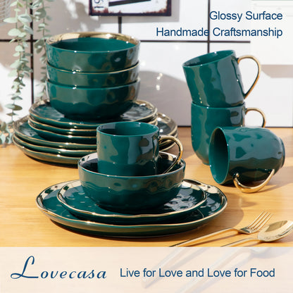 16/32 Piece Green Porcelain Dinnerware Set