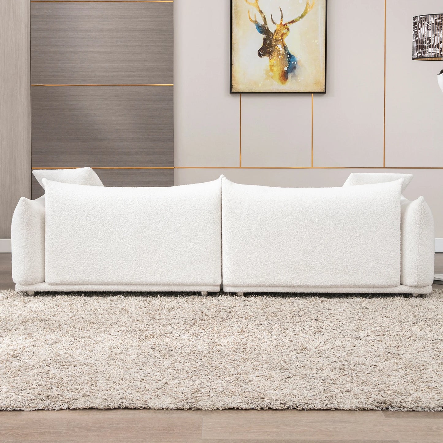 Floor Sofa Couch , Lambswool 2-Seat Sofas 88"