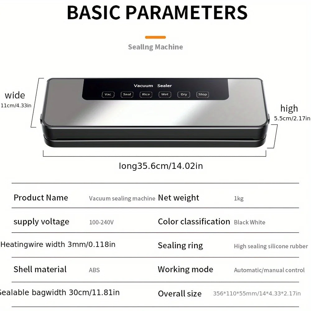 65Kpa Food Vacuum Sealer Machine with 20 Free Bags