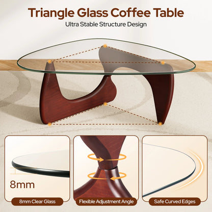 Mid Century Triangle Glass Coffee Table