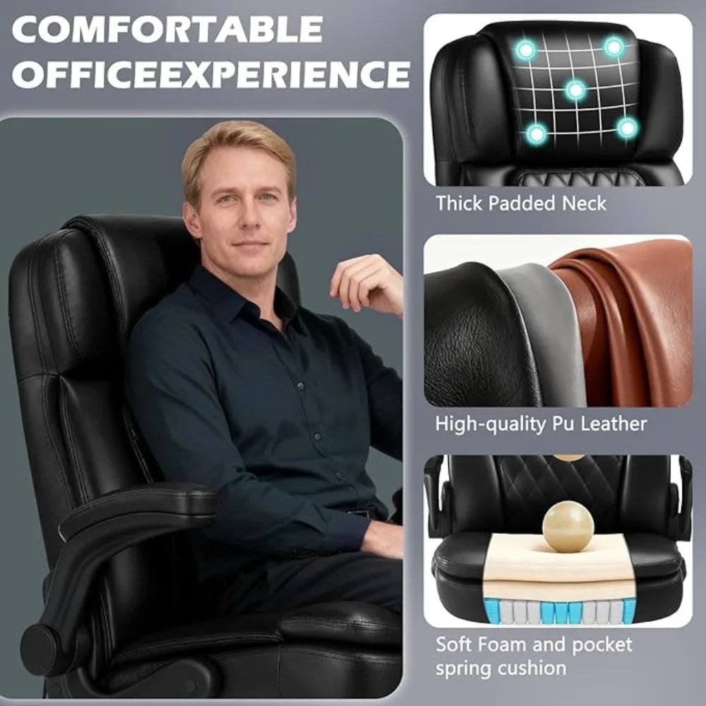 Heavy Duty, High Back Swivel Office Chair, Leather