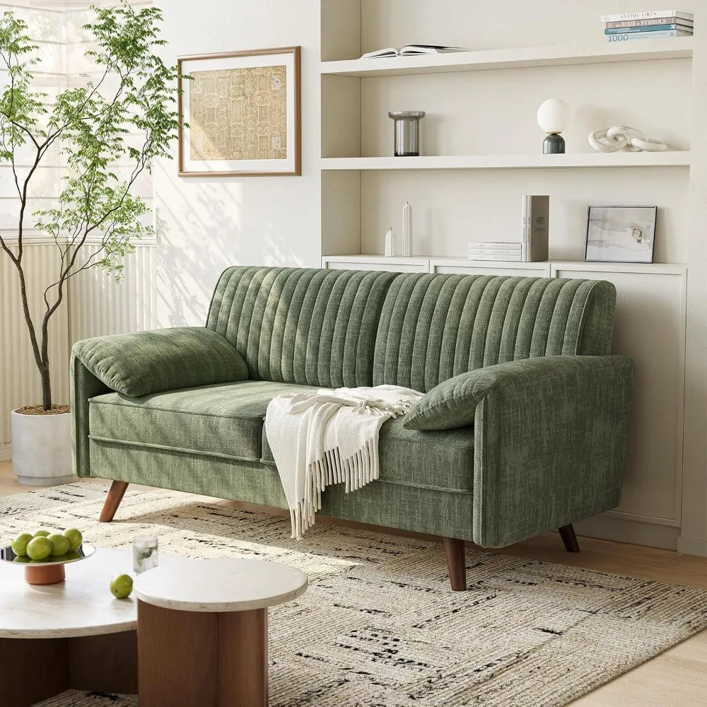64.5" Loveseat Sofa, Chenille, with Padded Arms