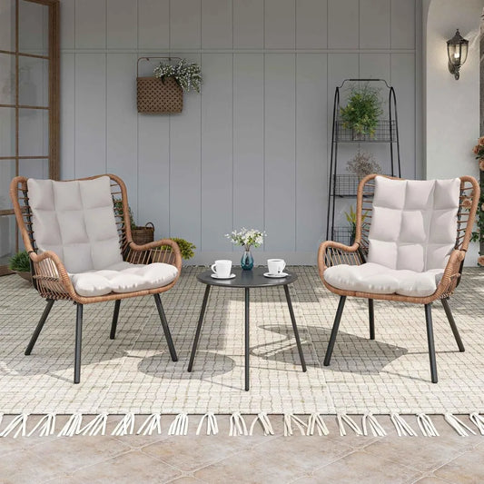 Outdoor Bistro Set, Small Patio Furniture Set with Coffee Table