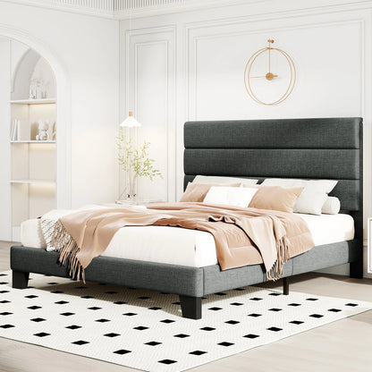 Bed Frame with Headboard, Fabric Platform Bed