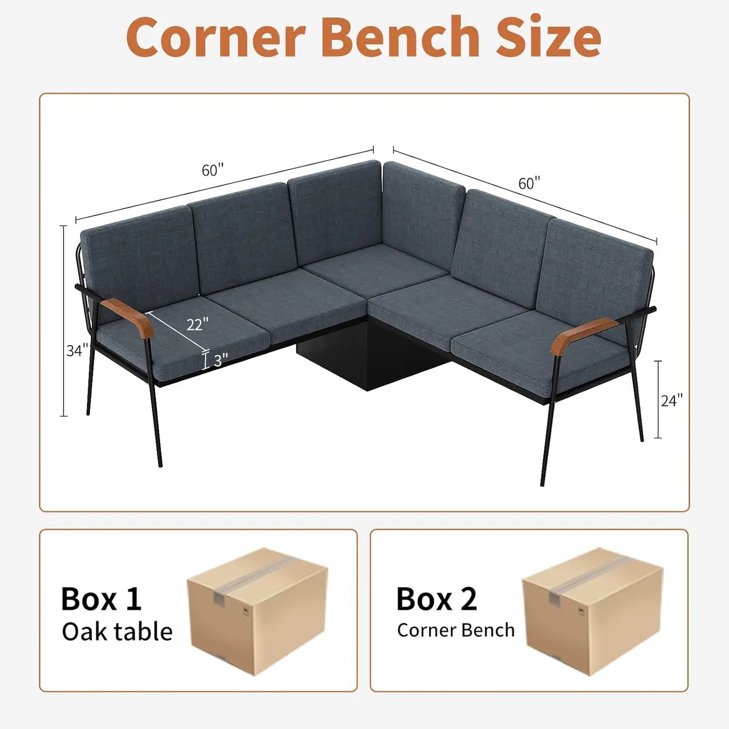 Corner Dining Set Folding Table 3pc, Customized
