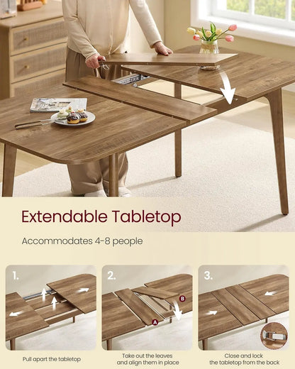 Dining Table for 4/6/8 People, Honey Brown Finish