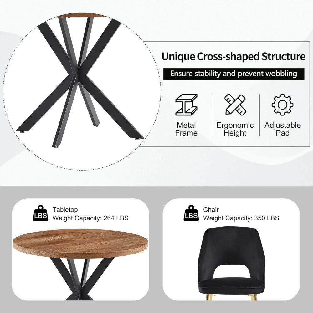 3-Piece Dining Table Set for 2 - 37-Inch Round Table and Chairs,